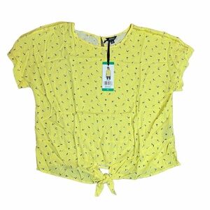 Buffalo David Bitton Women’s Size XL Yellow Short Sleeve Top NWT